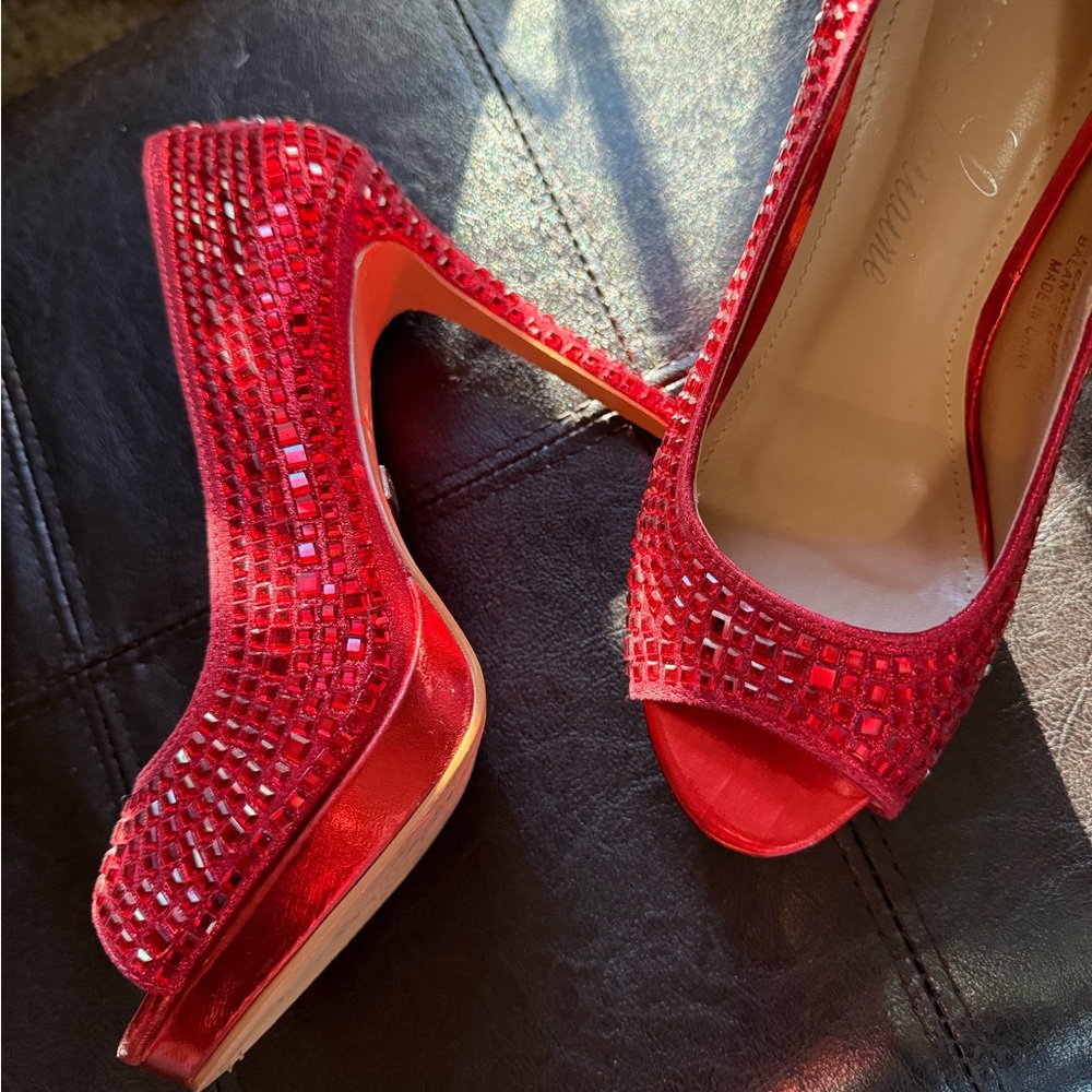 Lauren Lorraine- Red Peep-Toe Heels